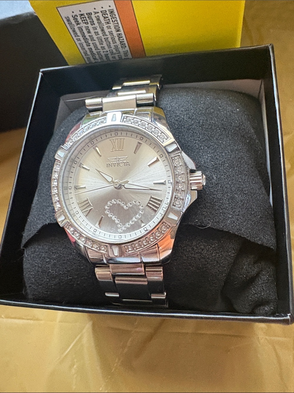 Invicta Silver Stainless Steel Crystal Heart Dial Watch